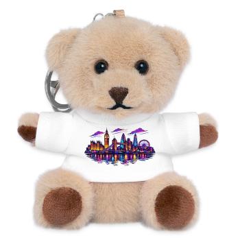 Neon London Skyline Nacht - Teddy Schlüsselanhänger - Weiß - Vorne
