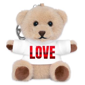 Love in Red Stripe Design - Teddy Keyring - white - Front