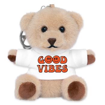 Gute Vibes Bubbly Orange Schrift - Teddy Keyring - white - Front