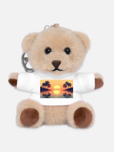 Sunset on tropical island - Teddy Keyring - white