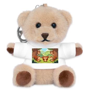 Eichhörnchenfreunde spielen Verstecken im Wald - Teddy Schlüsselanhänger - Weiß - Vorne