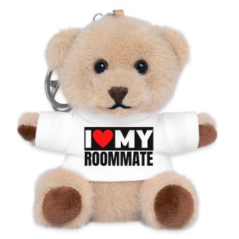 I Love My Roommate Bold Heart Graphic - Teddy Keyring - white - Front