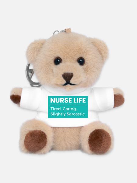 Nurse T-Shirt – Funny Nurse Life Healthcare Hum - Teddy Keyring - white