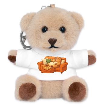 Capybara Sofa Pizza entspanntes Relax Motiv - Teddy Schlüsselanhänger - Weiß - Vorne