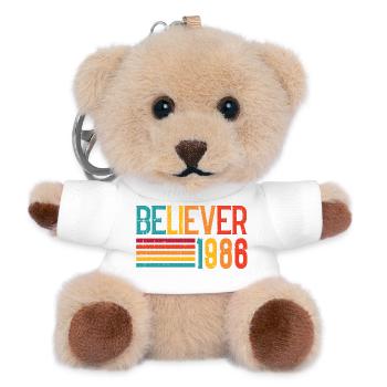 Believe 1986 Regenbogen Retro - Teddy Schlüsselanhänger - Weiß - Vorne