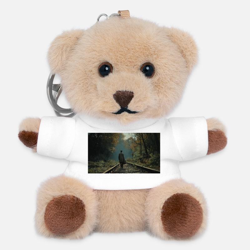 Epic Moment Near the Rails - Teddy Keyring - white