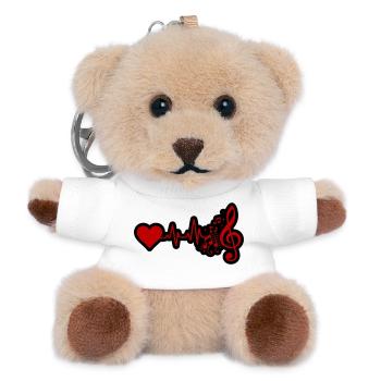 Musik Herzschlag Notenschlüssel Rot Schwarz - Teddy Schlüsselanhänger - Weiß - Vorne