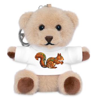 Autumnal Squirrel Pattern Forest Life Nature - Teddy Keyring - white - Front