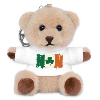 Brushed Shamrock Irish Flag - Teddy Keyring - white - Front
