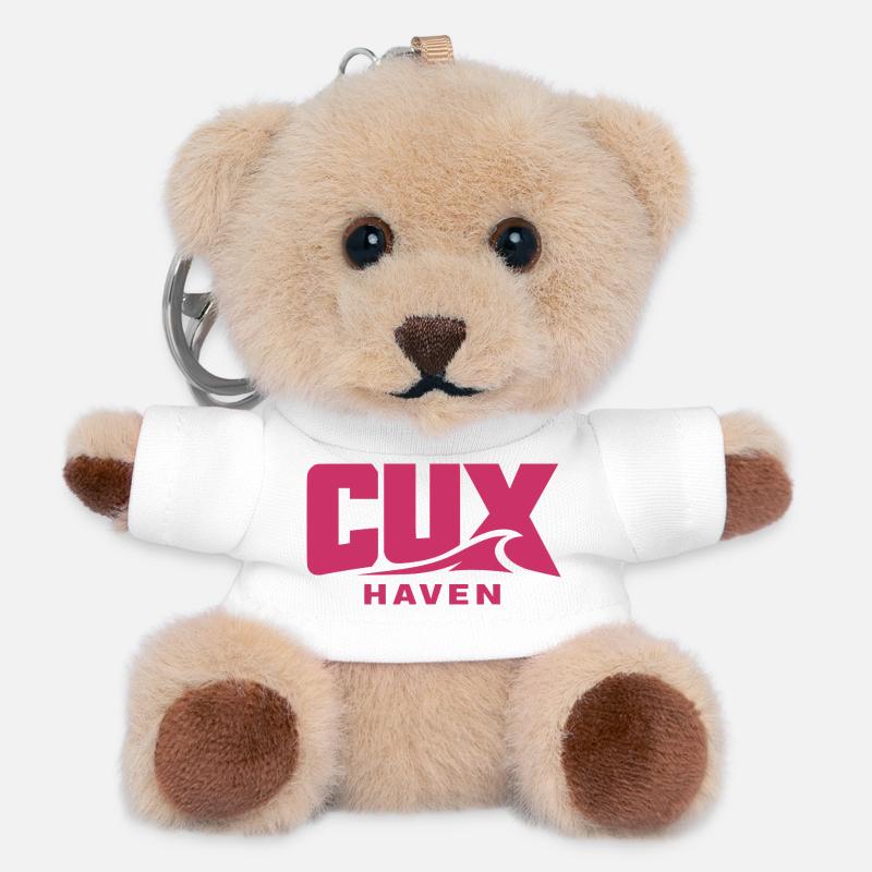 Cuxhaven Wave Logo Pink - CUX haven - Teddy Keyring - white