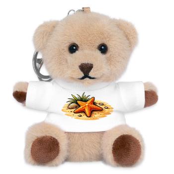 Starfish Beach Illustration Nautical Motif - Teddy Keyring - white - Front