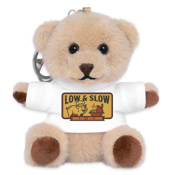 Langsames und sanftes Kochen von Schweine-Pitmaster-Barbecue - Teddy Schlüsselanhänger - Weiß - Vorne
