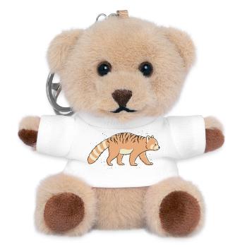 Red Tiger Striped Panda - Teddy Keyring - white - Front