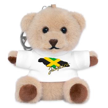 Karte mit der Flagge Jamaikas, ich liebe Jamaika - Teddy Schlüsselanhänger - Weiß - Vorne