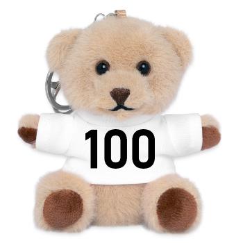 100. 100 ANS. 100e ANNIVERSAIRE. ANNIVERSAIRE 100  - Porte-clés ourson - blanc - Devant