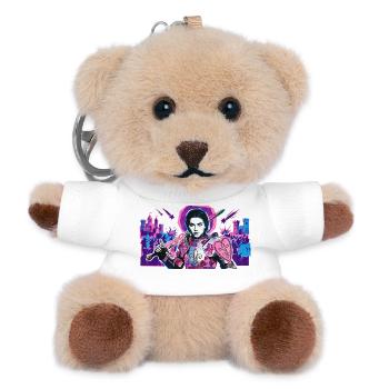 Neon Knight with Heart Shield - Teddy Keyring - white - Front