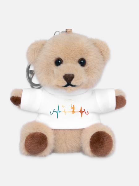 Angler Herzschlag Angeln Fischer - Teddy Schlüsselanhänger - Weiß