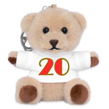 20. 20e ANNIVERSAIRE. ANNIVERSAIRE 20 ANS. 20 ANS. - Porte-clés ourson - blanc - Devant