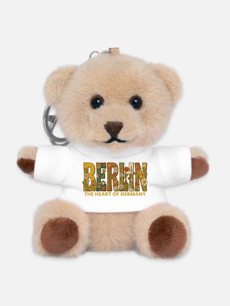 Berlin Heart of Germany Floral Typography - Teddy Keyring - white