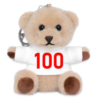 100. 100 YEARS. 100th ANNIVERSARY. BIRTHDAY 100 - Teddy Keyring - white - Front