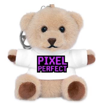 Pixel Perfect Schriftzug Gamer - Teddy Schlüsselanhänger - Weiß - Vorne