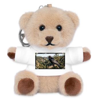 Schwarzkrähe, Rabe Natur, Vogel Tierwelt - Teddy Schlüsselanhänger - Weiß - Vorne