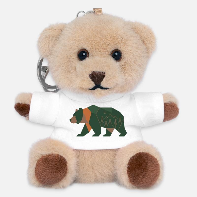 Forêt géométrique Ours Clair de Lune - Porte-clés ourson - blanc