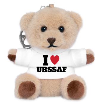 I Love URSSAF - Porte-clés ourson - blanc - Devant