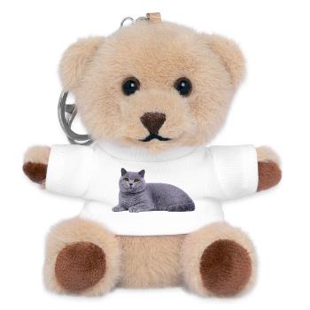 Realistische Britische Kurzhaarkatze - Teddy Schlüsselanhänger - Weiß - Vorne