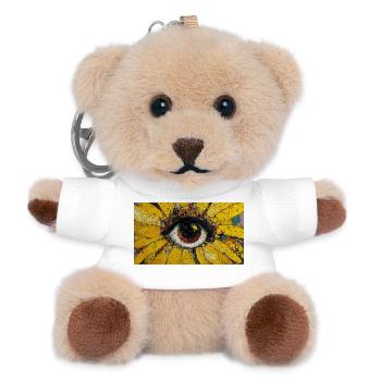 Sonnenblume - Sonnenauge Malerei - Teddy Schlüsselanhänger - Weiß - Vorne