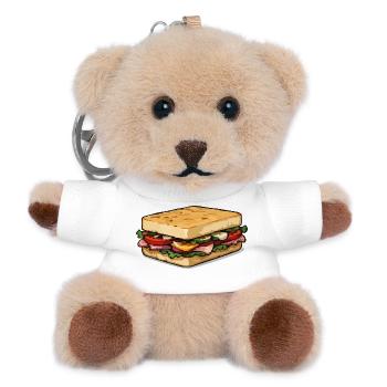 Motif sandwich salé - Porte-clés ourson - blanc - Devant