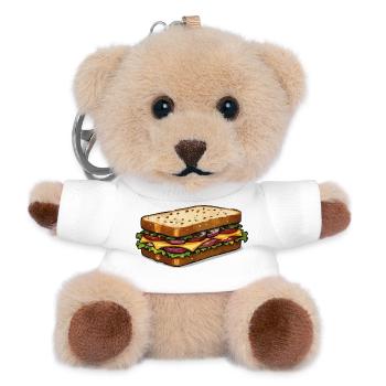 Cartoon Käse-Sandwich Illustration - Teddy Schlüsselanhänger - Weiß - Vorne