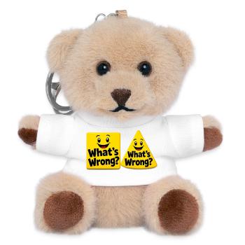 Was ist los? Gelbblock-Design - Teddy Schlüsselanhänger - Weiß - Vorne