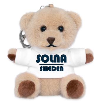 Solna Sweden word logo clothing - Teddy Keyring - white - Front