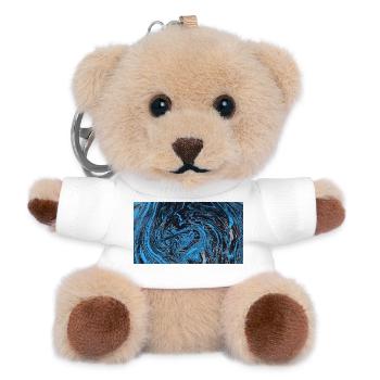 Blue Black Marble River - Teddy Keyring - white - Front