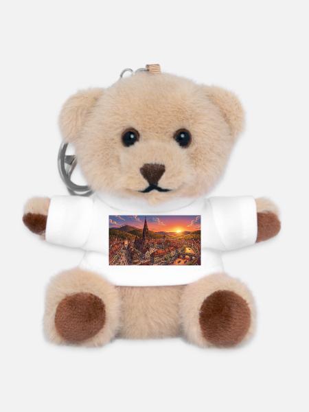 Abendstimmung in der historischen Altstadt - Teddy Schlüsselanhänger - Weiß