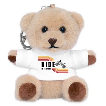 Moto rétro vintage - Porte-clés ourson - blanc - Devant