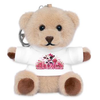 Vache Kawaii Amour et Roses - Porte-clés ourson - blanc - Devant