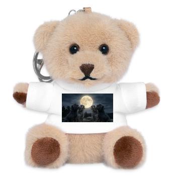 Howling to the Moon Meme Animal Dog Monkey Pinscher - Teddy Keyring - white - Front