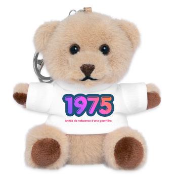 1975 Année rétro naissance d'une guerrière - Porte-clés ourson - blanc - Devant