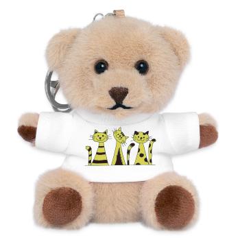 Motif de rayures jaunes du trio de chats - Porte-clés ourson - blanc - Devant
