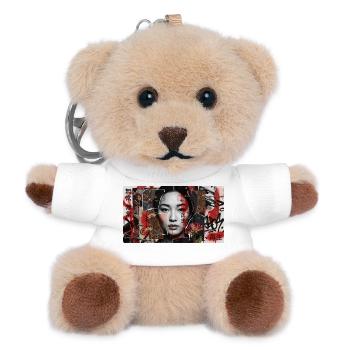 Japanische Art Punk Collage Portrait Kunst Frau - Teddy Schlüsselanhänger - Weiß - Vorne