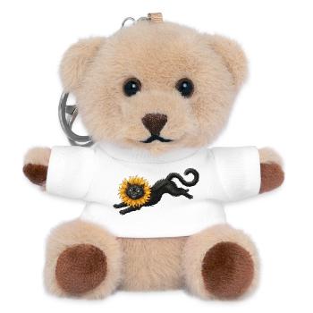 Black cat with sunflower mane - Teddy Keyring - white - Front
