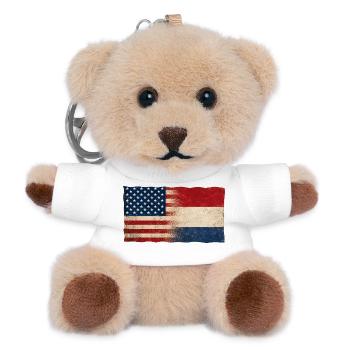 USA Holland Netherlands Flag Friendship - Teddy Keyring - white - Front