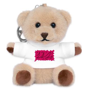Farbexplosion Rosa Linien - Teddy Schlüsselanhänger - Weiß - Vorne