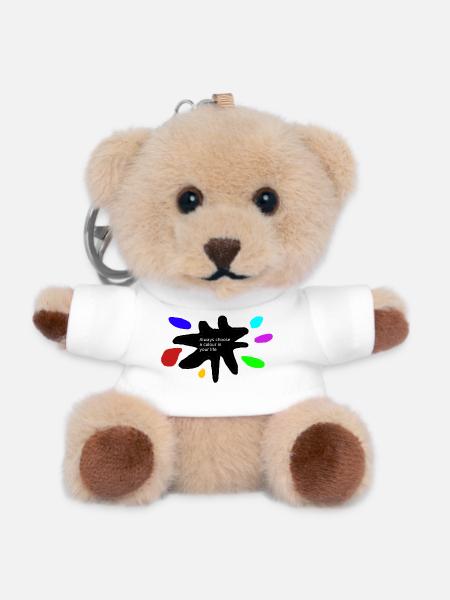 Lebensfarben: Farbspritzer - Teddy Schlüsselanhänger - Weiß