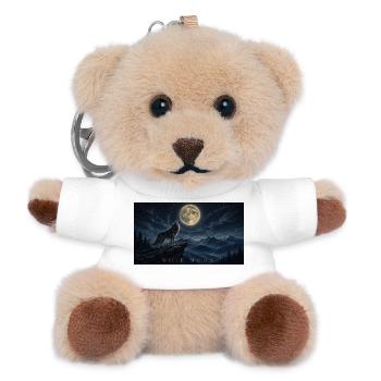 Hurlements de loup au clair de lune sur les pics - Porte-clés ourson - blanc - Devant