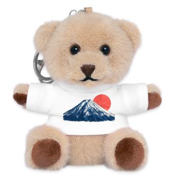 Blaues Bergpanorama mit roter Sonne Fuji Origami - Teddy Schlüsselanhänger - Weiß - Vorne