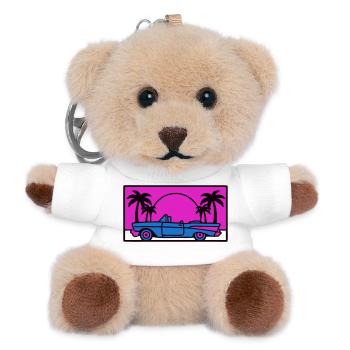 Retro 80er Auto Logo - Teddy Schlüsselanhänger - Weiß - Vorne