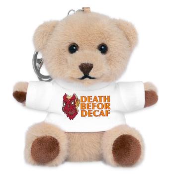 Death before Decaf: Flames Skull - Teddy Keyring - white - Front